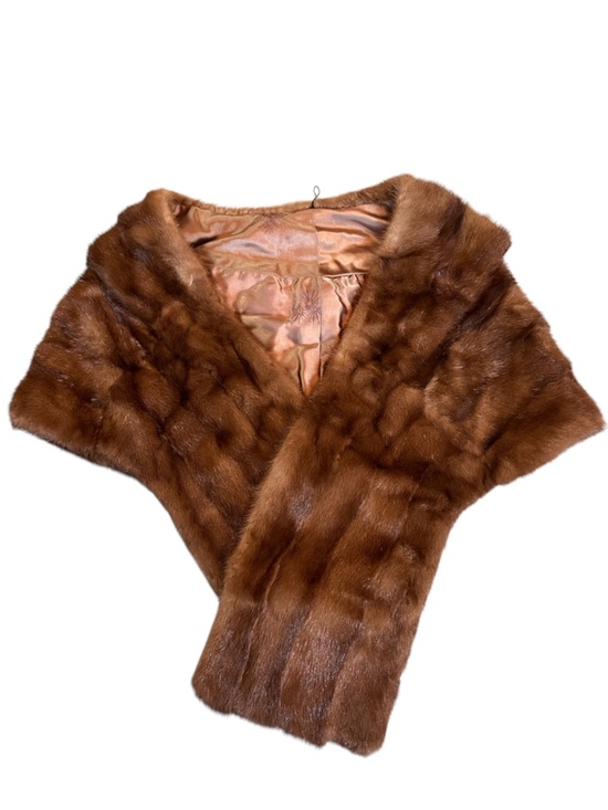 Mink fur stole Accessories - Vintage Mink Fur Stole Wrap Cape - 1940s - Satin Lining - Genuine Fur - Brown